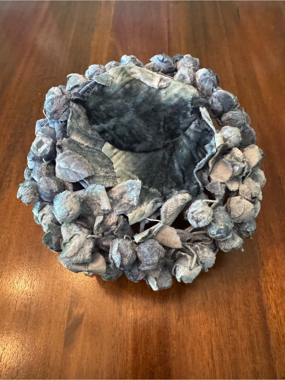 Vintage Judds McKeesport Slate Blue Velvet Hydrangea Calot Hat